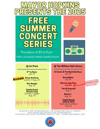 SCHEDULE UPDATED - Mayor Hopkins Reminder: 2025 Free Summer Concert Series